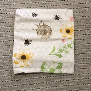 NEW - Bee & Floral Cotton Kitchen Towel - White, Yellow, Green